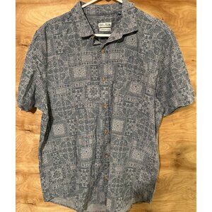 Tenth & Ocean Washable Linen Topical Short Sleeve Button Down Shirt Men's XL